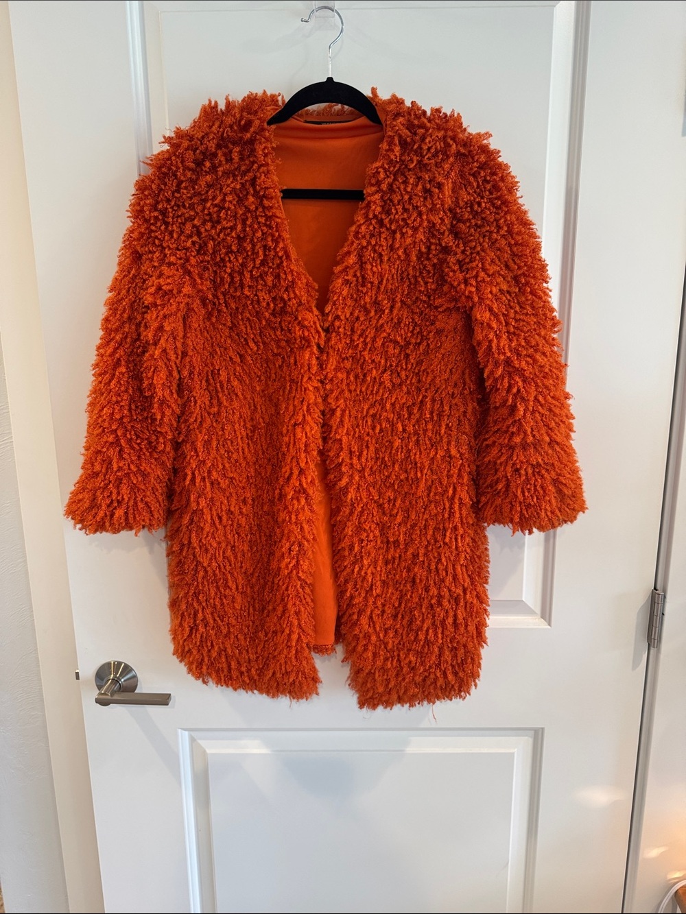 Vertigo Orange Shaggy Faux Fur Jacket Textured Statement Coat Dopamine Dressing
